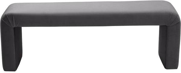 Minimalist Velvet / Engineered Wood / Foam Contemporary Grey Velvet Bench - 53" W x 14.75" D x 18.25" H