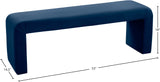 Minimalist Velvet / Engineered Wood / Foam Contemporary Navy Velvet Bench - 53" W x 14.75" D x 18.25" H