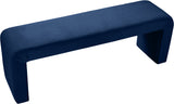 Minimalist Velvet / Engineered Wood / Foam Contemporary Navy Velvet Bench - 53" W x 14.75" D x 18.25" H