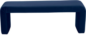 Minimalist Velvet / Engineered Wood / Foam Contemporary Navy Velvet Bench - 53" W x 14.75" D x 18.25" H