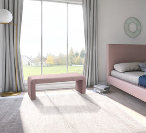 Minimalist Velvet / Engineered Wood / Foam Contemporary Pink Velvet Bench - 53" W x 14.75" D x 18.25" H