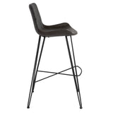 Alisa-B Bar Stool in Dark Gray Fabric and Dark Gray PU with Matte Black Legs - Set of 1