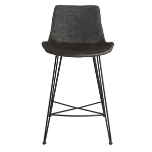 Alisa-C Counter Stool in Dark Gray Fabric and Dark Gray PU with Matte Black Legs