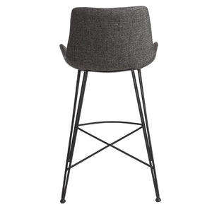Alisa-C Counter Stool in Dark Gray Fabric and Dark Gray PU with Matte Black Legs