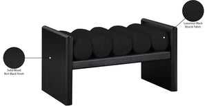 Waverly Boucle Fabric / Rubberwood / Foam Contemporary Black Boucle Fabric Bench - 32" W x 19" D x 18" H