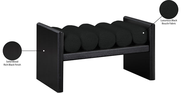 Waverly Boucle Fabric / Rubberwood / Foam Contemporary Black Boucle Fabric Bench - 32" W x 19" D x 18" H
