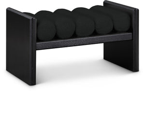 Waverly Boucle Fabric / Rubberwood / Foam Contemporary Black Boucle Fabric Bench - 32" W x 19" D x 18" H