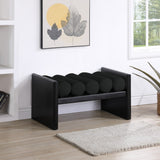 Waverly Boucle Fabric / Rubberwood / Foam Contemporary Black Boucle Fabric Bench - 32" W x 19" D x 18" H