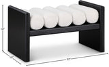 Waverly Boucle Fabric / Rubberwood / Foam Contemporary Cream Boucle Fabric Bench - 32" W x 19" D x 18" H