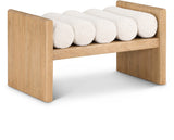 Waverly Boucle Fabric / Rubberwood / Foam Contemporary Cream Boucle Fabric Bench - 32" W x 19" D x 18" H