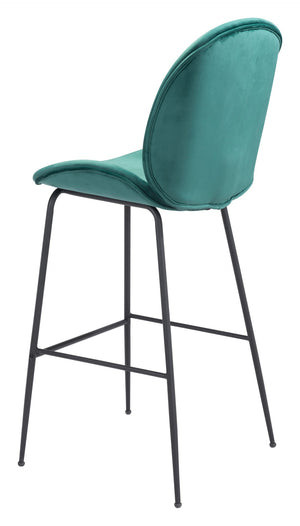 Zuo Modern Miles 100% Polyester, Plywood, Steel Modern Commercial Grade Barstool Green, Black 100% Polyester, Plywood, Steel