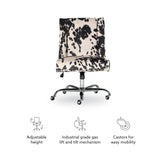 Draper Office Chair, Black and White Cow Print