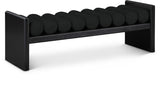 Waverly Boucle Fabric / Rubberwood / Foam Contemporary Black Boucle Fabric Bench - 52" W x 19" D x 18" H