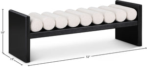 Waverly Boucle Fabric / Rubberwood / Foam Contemporary Cream Boucle Fabric Bench - 52" W x 19" D x 18" H