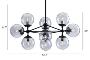 Zuo Modern Belfast Steel, Glass Modern Commercial Grade Ceiling Lamp Black, Clear Steel, Glass