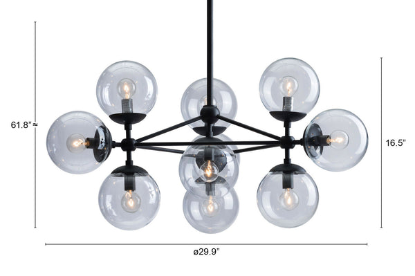 Zuo Modern Belfast Steel, Glass Modern Commercial Grade Ceiling Lamp Black, Clear Steel, Glass