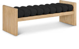 Waverly Boucle Fabric / Rubberwood / Foam Contemporary Black Boucle Fabric Bench - 52" W x 19" D x 18" H