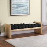 Waverly Boucle Fabric / Rubberwood / Foam Contemporary Black Boucle Fabric Bench - 52" W x 19" D x 18" H