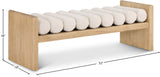 Waverly Boucle Fabric / Rubberwood / Foam Contemporary Cream Boucle Fabric Bench - 52" W x 19" D x 18" H