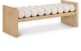 Waverly Boucle Fabric / Rubberwood / Foam Contemporary Cream Boucle Fabric Bench - 52" W x 19" D x 18" H