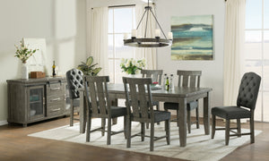 Vilo Home Industrial Charms Gray 7 Piece Dining Set Mix VH1800-7PC-4W2F VH1800-7PC-4W2F
