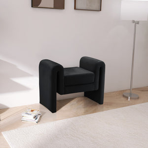 Sloan Velvet / Engineered Wood / Foam Contemporary Black Velvet Bench - 31.5" W x 17" D x 24.5" H