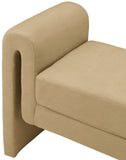 Sloan Velvet / Engineered Wood / Foam Contemporary Camel Velvet Bench - 31.5" W x 17" D x 24.5" H
