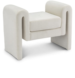Sloan Velvet / Engineered Wood / Foam Contemporary Cream Velvet Bench - 31.5" W x 17" D x 24.5" H