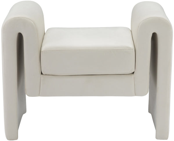Sloan Velvet / Engineered Wood / Foam Contemporary Cream Velvet Bench - 31.5" W x 17" D x 24.5" H