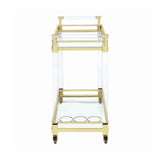 Chanel Contemporary 2-tier Serving Cart Brass and Clear