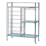 Contemporary Glass Shelf Serving Cart with Casters Chrome