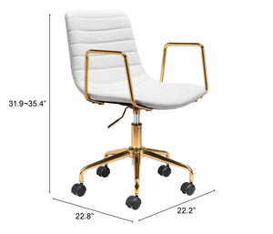 Zuo Modern Eric 100% Polyurethane, Plywood, Steel Modern Commercial Grade Office Chair White, Gold 100% Polyurethane, Plywood, Steel