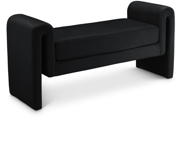 Sloan Velvet / Engineered Wood / Foam Contemporary Black Velvet Bench - 51" W x 17" D x 24.5" H