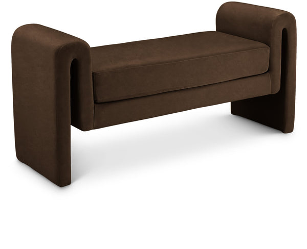 Sloan Velvet / Engineered Wood / Foam Contemporary Brown Velvet Bench - 51" W x 17" D x 24.5" H