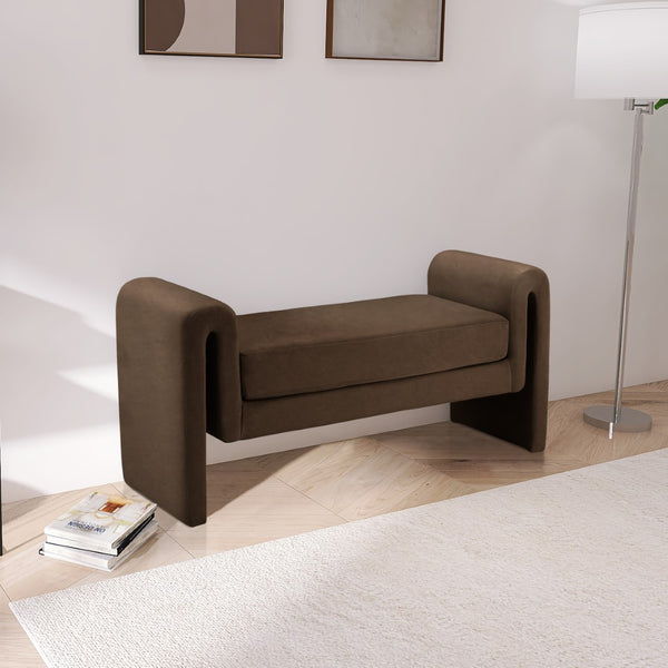 Sloan Velvet / Engineered Wood / Foam Contemporary Brown Velvet Bench - 51" W x 17" D x 24.5" H