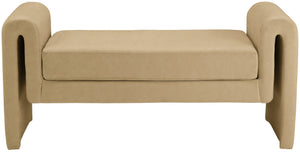 Sloan Velvet / Engineered Wood / Foam Contemporary Camel Velvet Bench - 51" W x 17" D x 24.5" H
