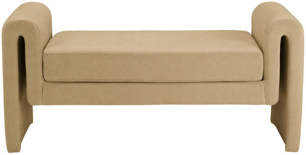 Sloan Velvet / Engineered Wood / Foam Contemporary Camel Velvet Bench - 51" W x 17" D x 24.5" H