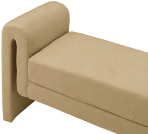 Sloan Velvet / Engineered Wood / Foam Contemporary Camel Velvet Bench - 51" W x 17" D x 24.5" H