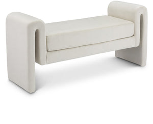 Sloan Velvet / Engineered Wood / Foam Contemporary Cream Velvet Bench - 51" W x 17" D x 24.5" H
