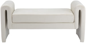 Sloan Velvet / Engineered Wood / Foam Contemporary Cream Velvet Bench - 51" W x 17" D x 24.5" H