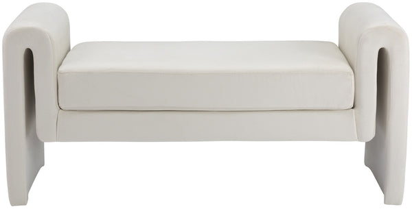 Sloan Velvet / Engineered Wood / Foam Contemporary Cream Velvet Bench - 51" W x 17" D x 24.5" H