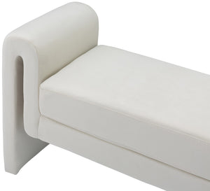 Sloan Velvet / Engineered Wood / Foam Contemporary Cream Velvet Bench - 51" W x 17" D x 24.5" H