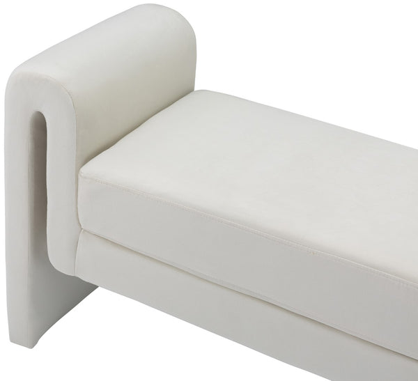 Sloan Velvet / Engineered Wood / Foam Contemporary Cream Velvet Bench - 51" W x 17" D x 24.5" H