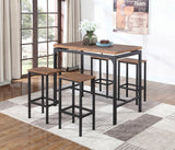 Casual 5-piece Bar Set Weathered Chestnut and Black