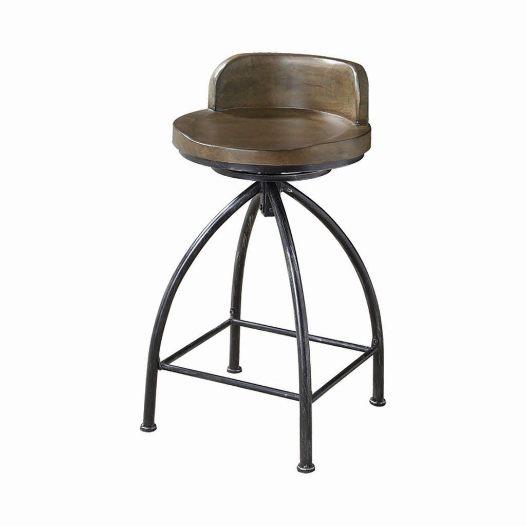 Country Rustic Swivel Stool Cognac and Antique Black
