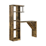 Country Rustic 5-shelf Bar Unit Storage Antique Nutmeg