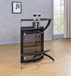 Contemporary 3-Bottle Wine Rack Bar Unit Smoked and Black