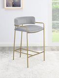 Modern Upholstered Low Back Stool Grey and Gold