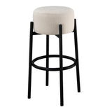 Modern Upholstered Backless Round Stools White and Black (Set of 2)