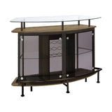 Modern Crescent Shaped Glass Top Bar Unit with Drawer